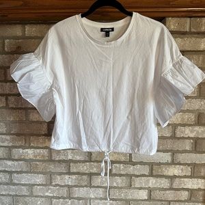 NWT Express White Ruffle Sleeve Top Size Medium